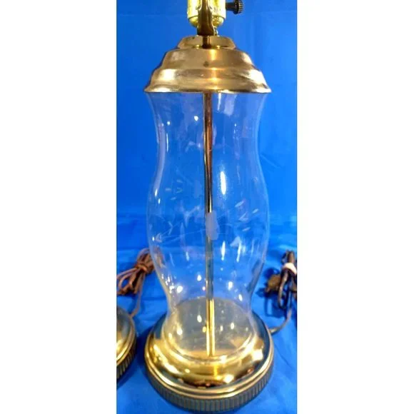 2 Vintage  28" Tall Princess House Heritage Brass Crystal Table Lamps Set Rare - Picture 7 of 11